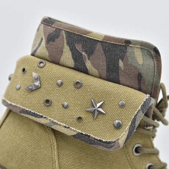 NWOT Rock & Candy by ZiGi Green Camouflage Spraypaint Boots, Women's Size 6.5 - Picture 2 of 13